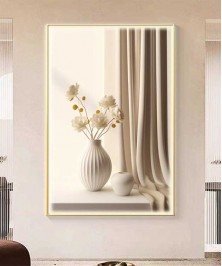 Gold Frame 80*120 Cm Vase Flower Crytsall Porsalein Painting 